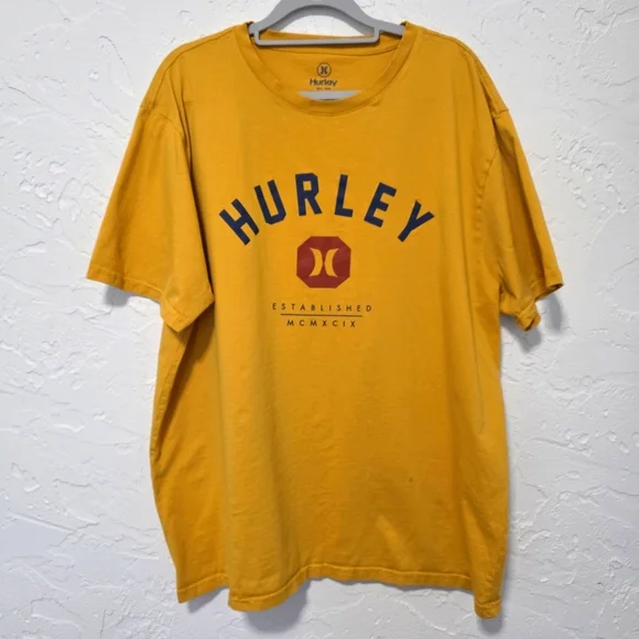 Hurley Mustard Yellow Blue Red Top Size XL - Picture 1 of 7